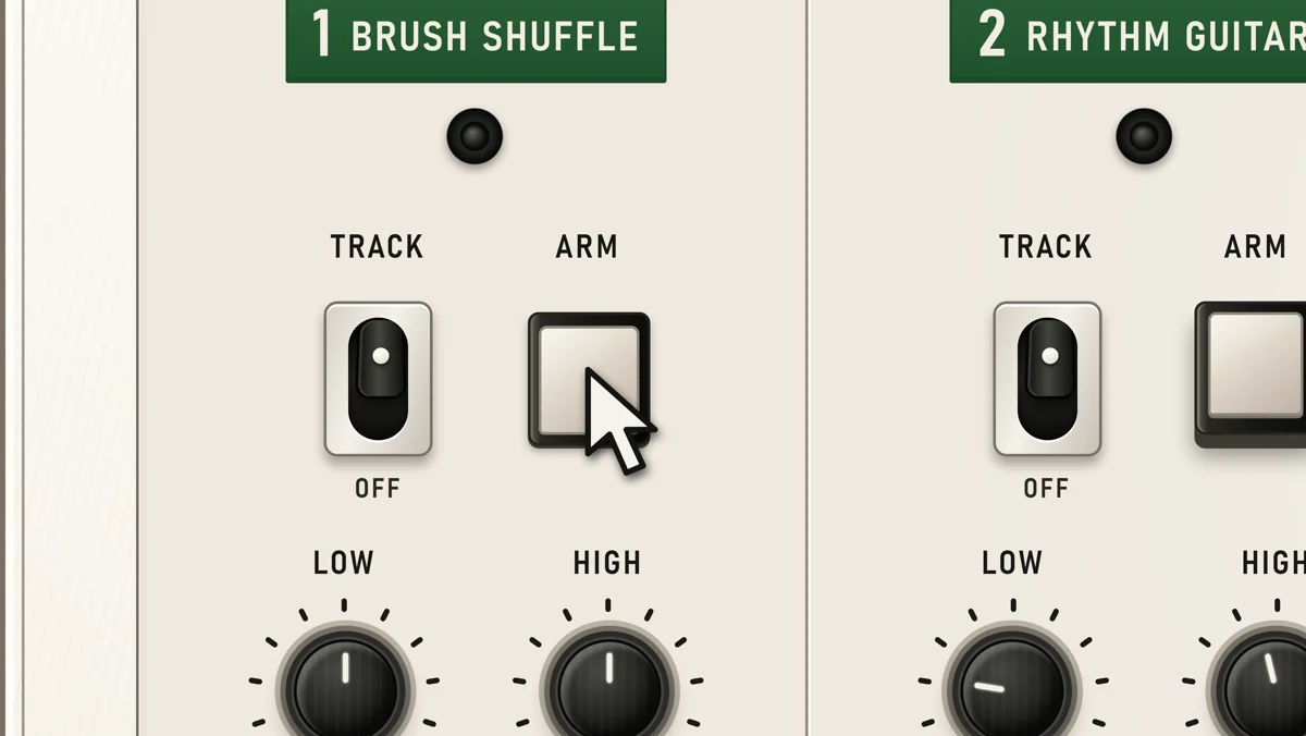 The arm control for Track 1 being pressed.